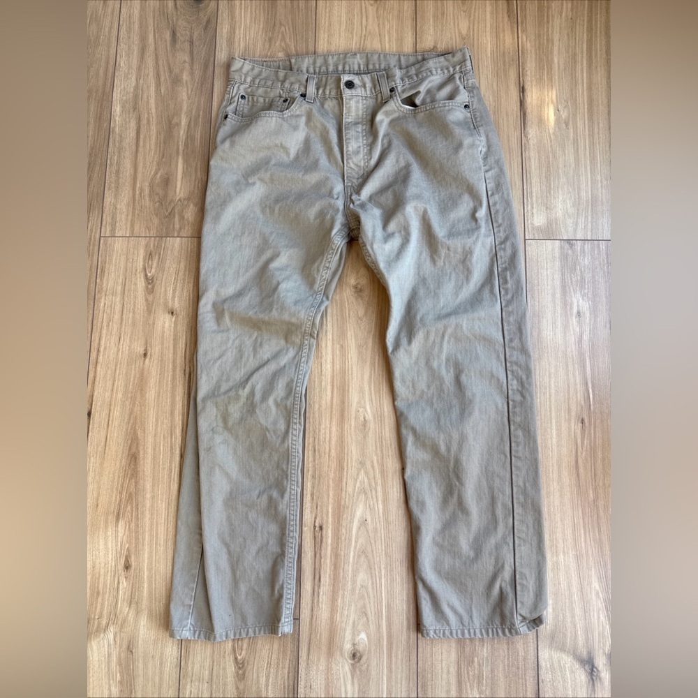 Levi's Jeans Mens 36x32 Khaki Cotton 505 Straight Leg Y2K Regular Fit Denim Pant